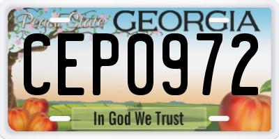 GA license plate CEP0972