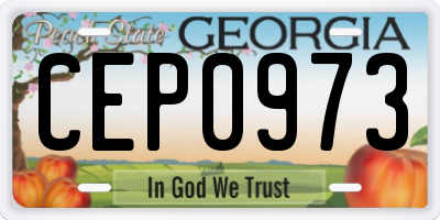 GA license plate CEP0973