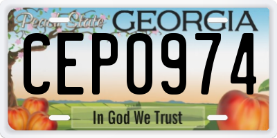 GA license plate CEP0974