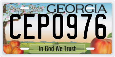 GA license plate CEP0976