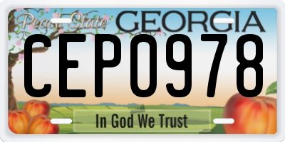 GA license plate CEP0978