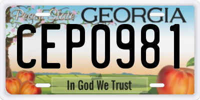 GA license plate CEP0981
