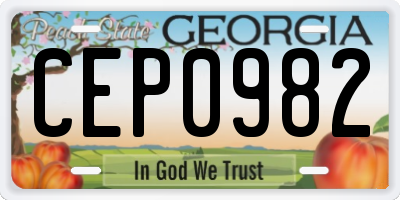 GA license plate CEP0982