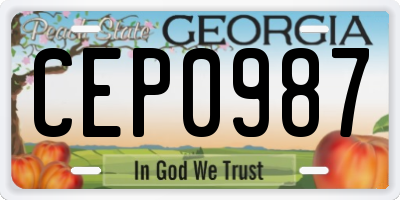 GA license plate CEP0987