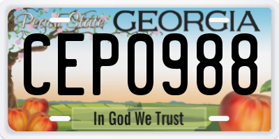 GA license plate CEP0988