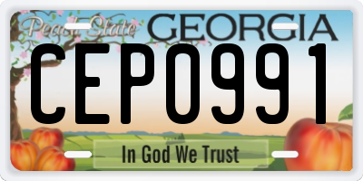 GA license plate CEP0991