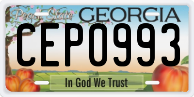 GA license plate CEP0993