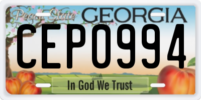 GA license plate CEP0994