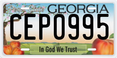 GA license plate CEP0995