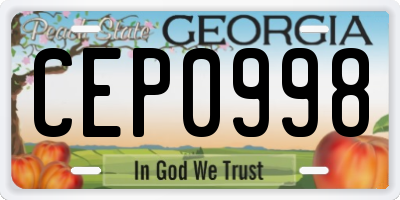 GA license plate CEP0998