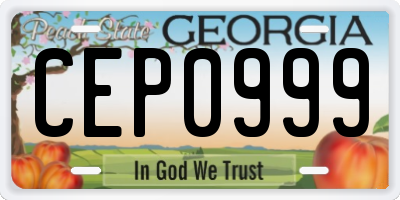 GA license plate CEP0999
