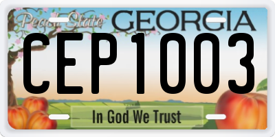 GA license plate CEP1003
