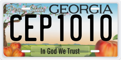 GA license plate CEP1010
