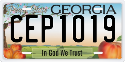 GA license plate CEP1019
