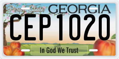 GA license plate CEP1020