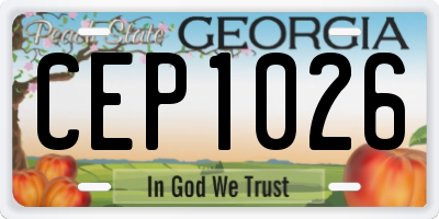 GA license plate CEP1026
