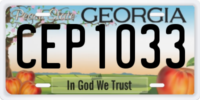GA license plate CEP1033