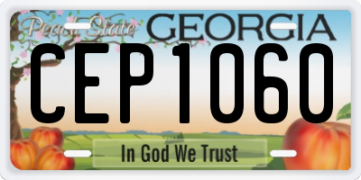 GA license plate CEP1060