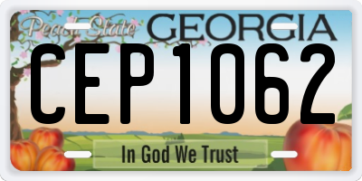 GA license plate CEP1062