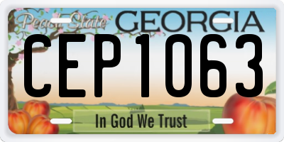 GA license plate CEP1063