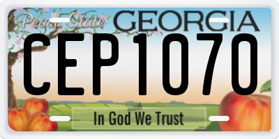 GA license plate CEP1070
