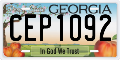 GA license plate CEP1092