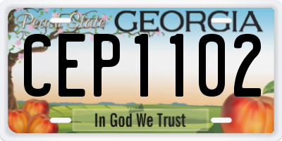 GA license plate CEP1102