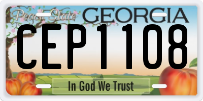GA license plate CEP1108