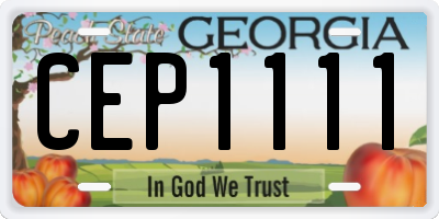 GA license plate CEP1111