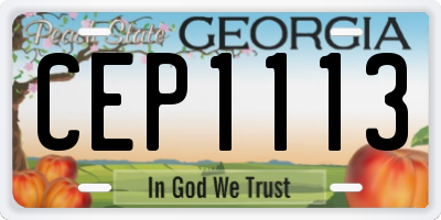 GA license plate CEP1113