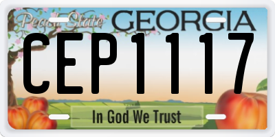 GA license plate CEP1117