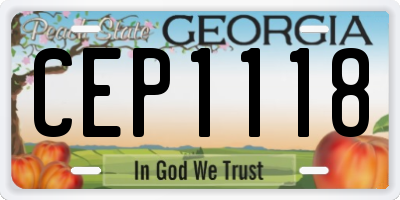 GA license plate CEP1118