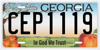 GA license plate CEP1119