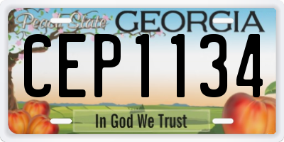 GA license plate CEP1134