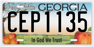 GA license plate CEP1135