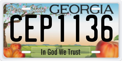GA license plate CEP1136