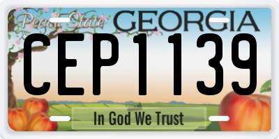 GA license plate CEP1139