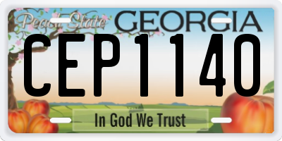GA license plate CEP1140