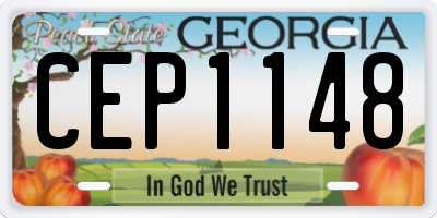 GA license plate CEP1148