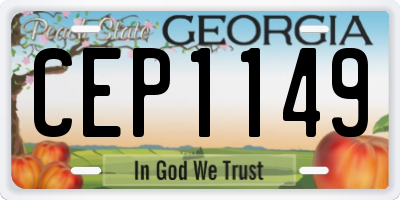 GA license plate CEP1149