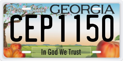 GA license plate CEP1150