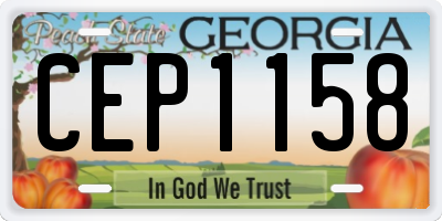 GA license plate CEP1158