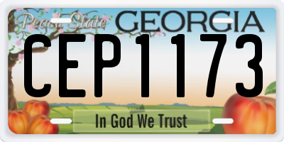 GA license plate CEP1173