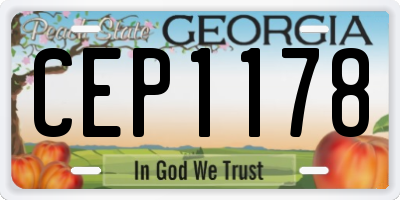 GA license plate CEP1178