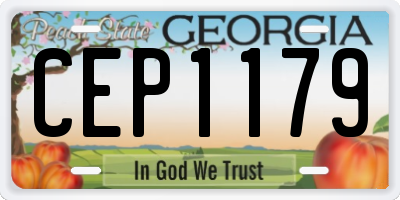 GA license plate CEP1179