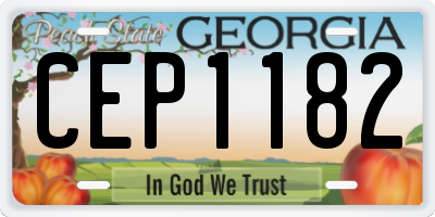 GA license plate CEP1182