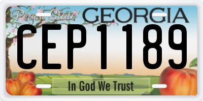 GA license plate CEP1189