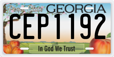 GA license plate CEP1192