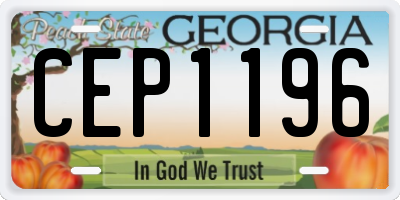 GA license plate CEP1196