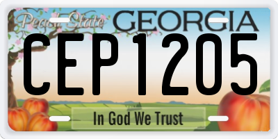 GA license plate CEP1205